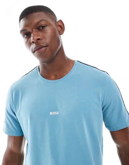 Boss Bodywear co-ord lounge t-shirt in blue, 3 of 4