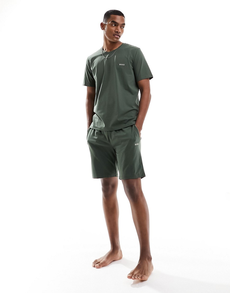 Boss Bodywear co-ord mix & match shorts in khaki-Green