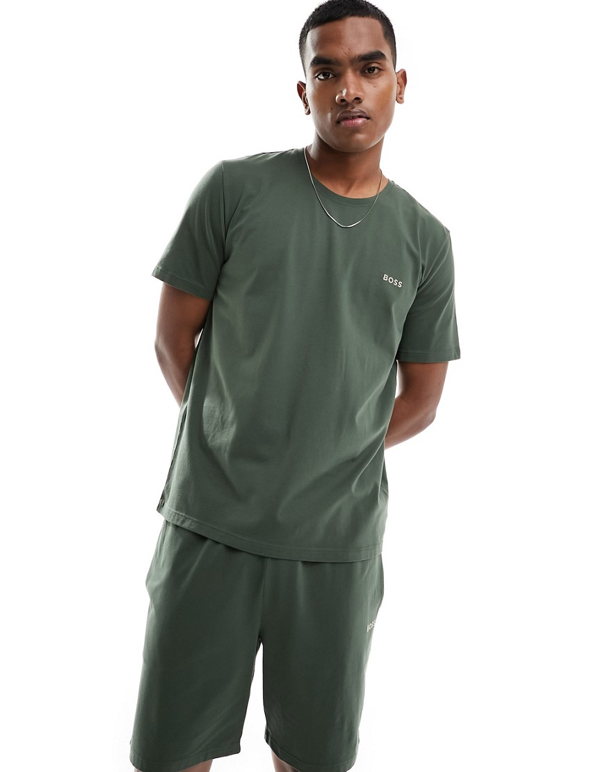 Boss Bodywear co-ord mix & match t-shirt in khaki-Green