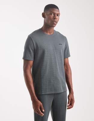 Hugo Red Boss Bodywear Co-ord Waffle Lounge T-shirt In Green