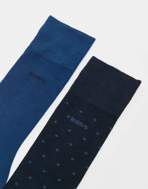 BOSS Bodywear - Confezione da 2 paia di calzini in bambù blu navy e blu con logo, 2 di 3