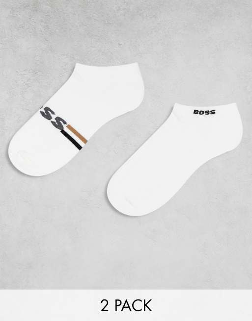 BOSS Bodywear - Confezione da 2 paia di calzini soffici bianchi con logo