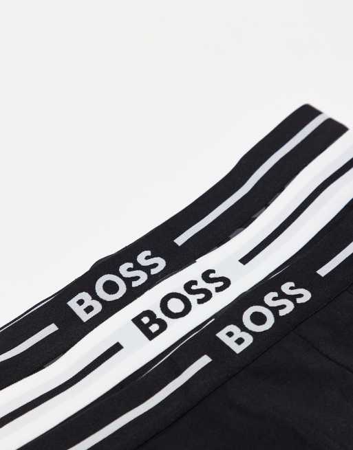 BOSS Bodywear - Confezione da 3 boxer aderenti neri e con stampa ripetuta, 2 di 3