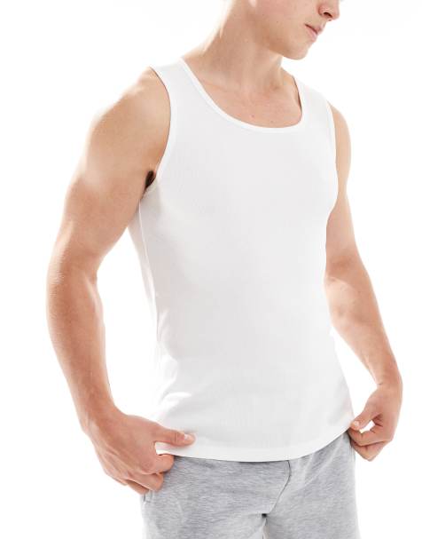BOSS Bodywear - Confezione da 3 canotte bianche a coste con logo - view 1