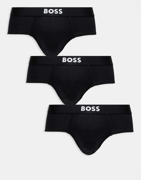 BOSS Bodywear - Confezione da 3 slip hipster neri con logo sul davanti - view 1