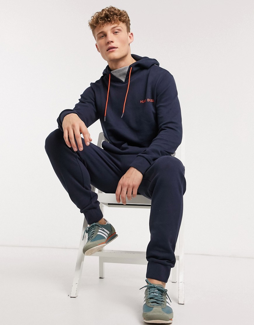 BOSS - Bodywear Contemporary - Joggers blu navy con fondo elasticizzato e logo in coordinato