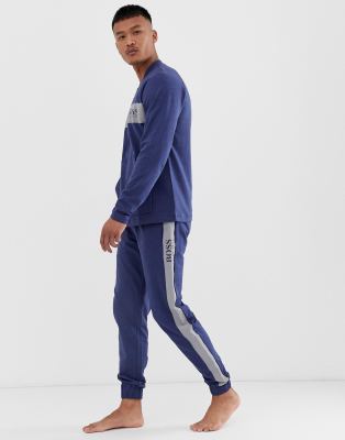 boss bodywear logo tracksuit navy