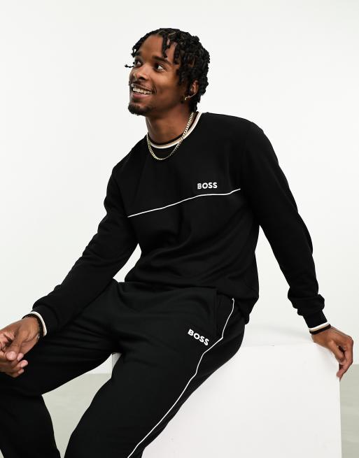 BOSS Bodywear Lounge co ord set met core logo in zwart ASOS