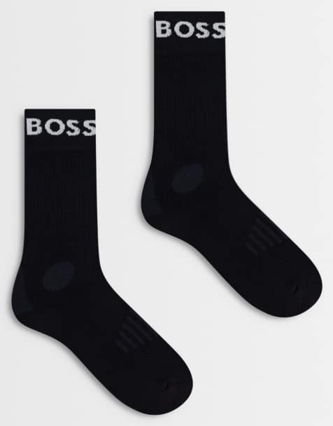 BOSS – Bodywear – Crew-Socken in Schwarz im 2er-Pack mit Logo - view 1