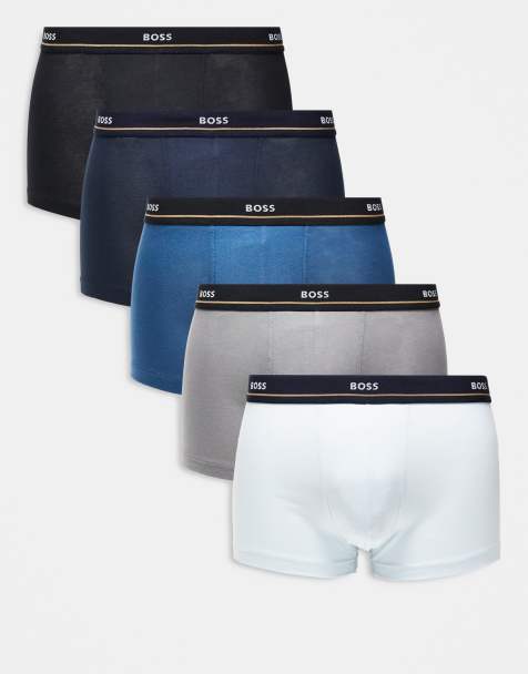 BOSS - Bodywear Essentials - Confezione da 5 boxer aderenti blu navy, grigi e blu - view 1