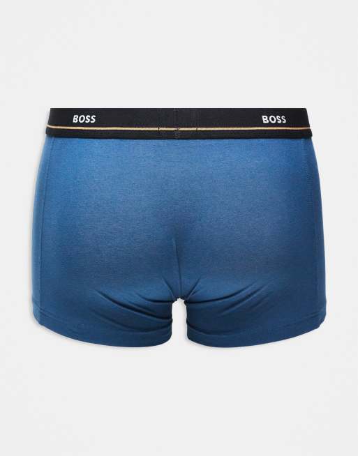 BOSS - Bodywear Essentials - Confezione da 5 boxer aderenti blu navy, grigi e blu, 2 di 3