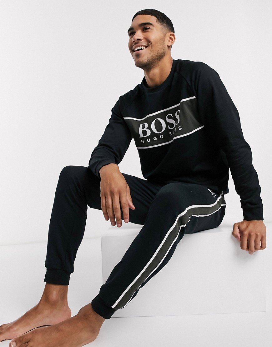 BOSS bodywear - Felpa nera con logo autentico in coordinato - SUIT 5-Nero
