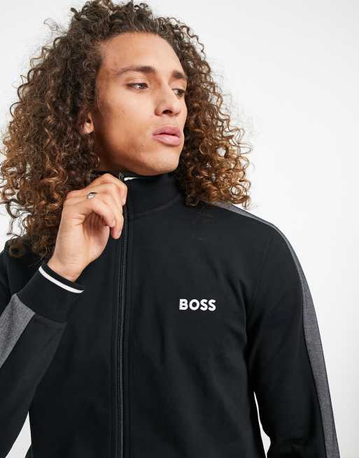 Boss Bodywear funnel neck jacket in black core ASOS