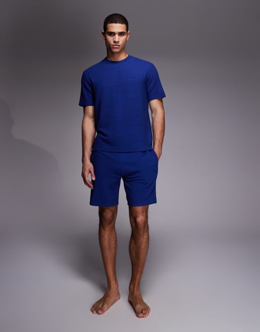BOSS Bodywear - Geribbeld lounge T-shirt in blauw, 2 van 5