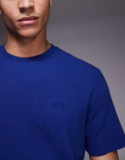 BOSS Bodywear - Geribbeld lounge T-shirt in blauw, 5 van 5