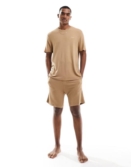 BOSS Bodywear – Gerippte Shorts in Beige