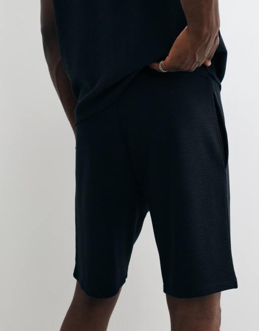BOSS Bodywear – Gerippte Shorts in Schwarz mit Logoprint, Kombiteil, 5 von 5