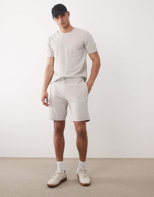 BOSS Bodywear – Geripptes Lounge-T-Shirt in Hellgrau, Kombiteil, 2 von 5