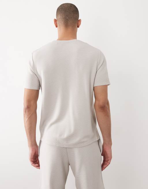 BOSS Bodywear – Geripptes Lounge-T-Shirt in Hellgrau, Kombiteil, 5 von 5
