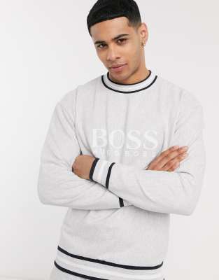 Hugo Boss Bodywear Heritage Logo Sweatshirt In Gray Two piece