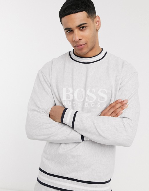 BOSS bodywear Heritage logo sweatshirt in grey co-ord