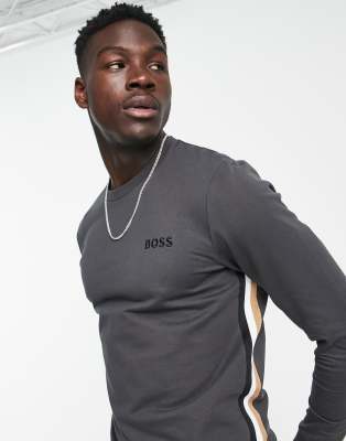 Boss Bodywear Heritage tape sweat in grey - ASOS Price Checker