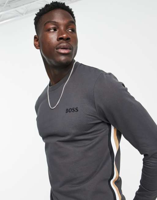 Boss Bodywear Heritage tape sweat in grey