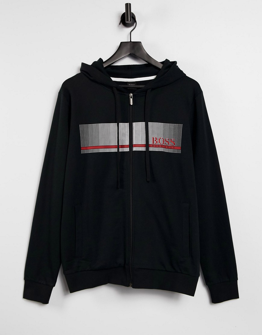 BOSS Bodywear hoodie with contrast chest logo in black