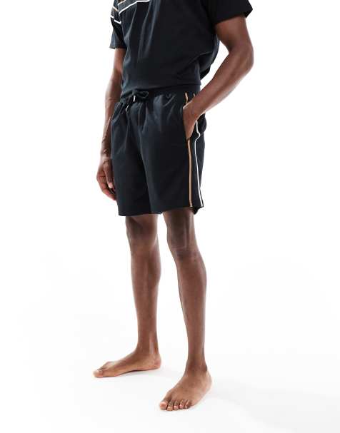 BOSS Bodywear Iconic jersey shorts with side stripes in black - part of a set - view 1