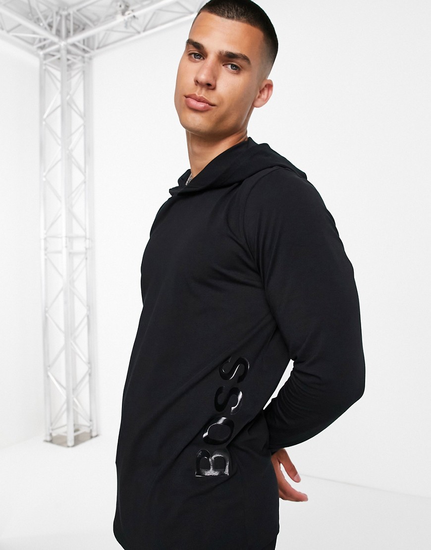 BOSS - Bodywear - Idenity - Hoodie met lange mouwen en logo aan de zijkant in zwart