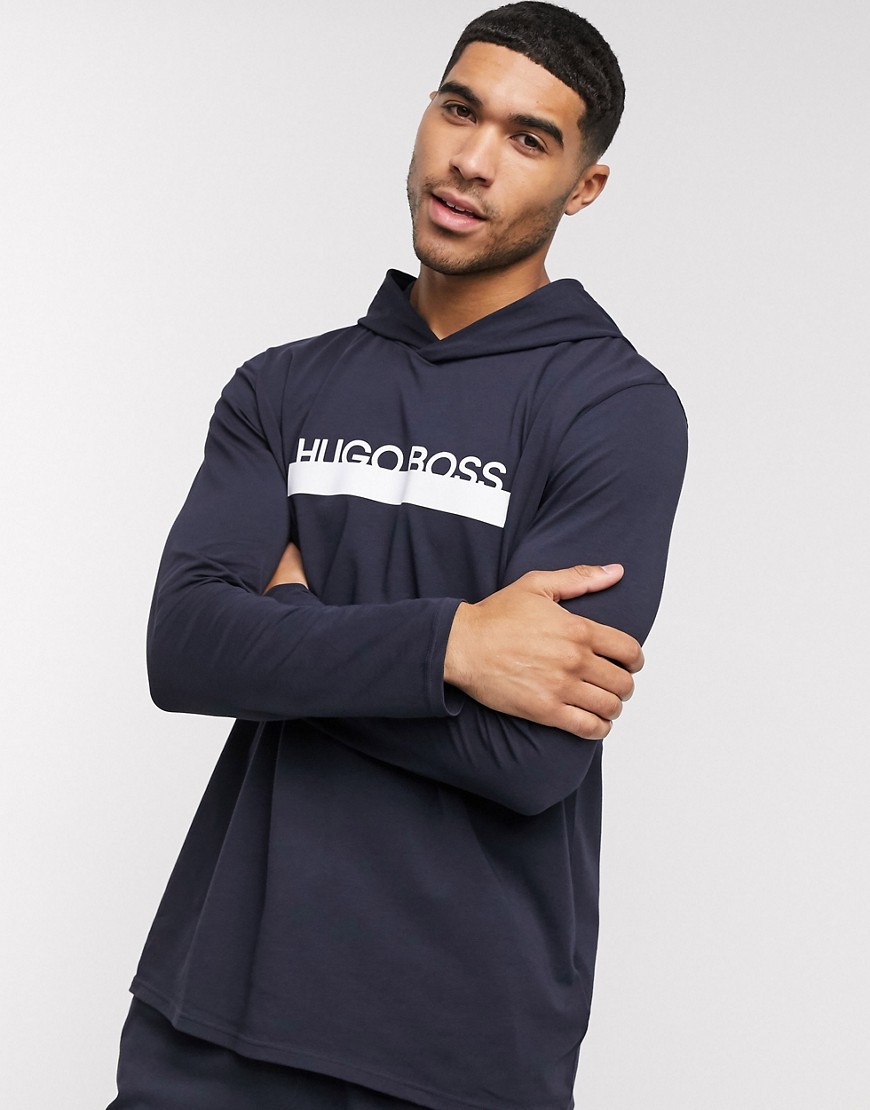 BOSS bodywear Identify logo hoodie in navy co-ord