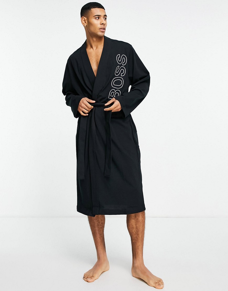 BOSS Bodywear Identity large logo dressing gown in black