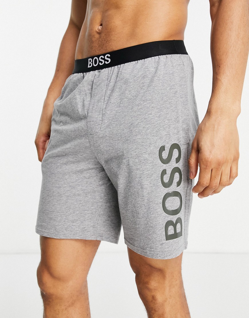 BOSS Bodywear Identity logo waistband shorts in gray-Grey