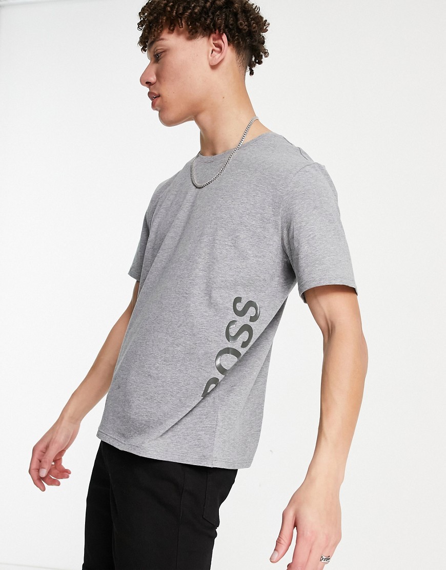 BOSS Bodywear Identity side logo t-shirt in gray-Grey