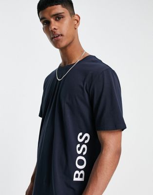 Marques de designers BOSS - Bodywear Identity - T-shirt à logo vertical contrastant - Bleu marine