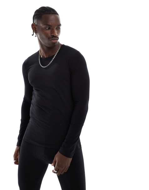 BOSS Bodywear infinity thermal long sleeve top in black