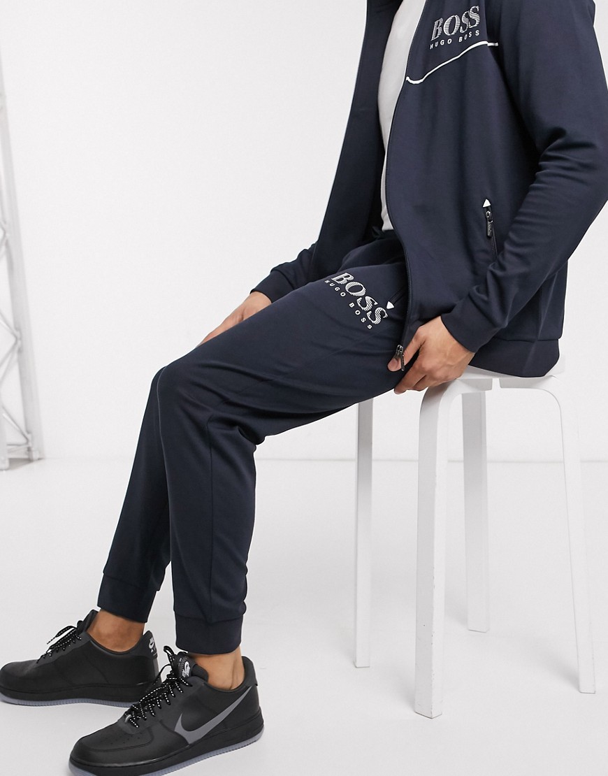 BOSS - Bodywear - Joggers blu navy con fondo elasticizzato e logo in coordinato