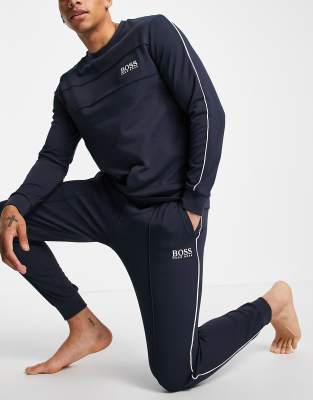 boss bodywear logo tracksuit navy