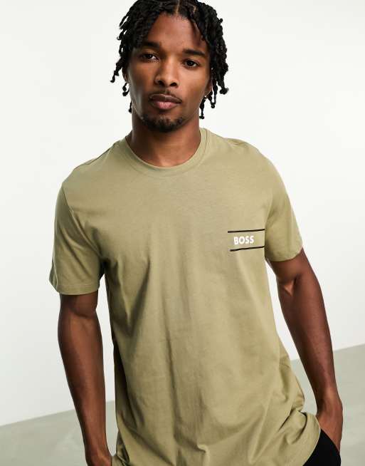 BOSS - Bodywear - Khakifärgad t-shirt med logga