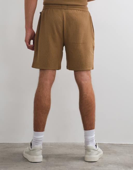 BOSS Bodywear Kombiteil-Waffelshorts mit Logodruck in Mittelbeige, 5 von 5