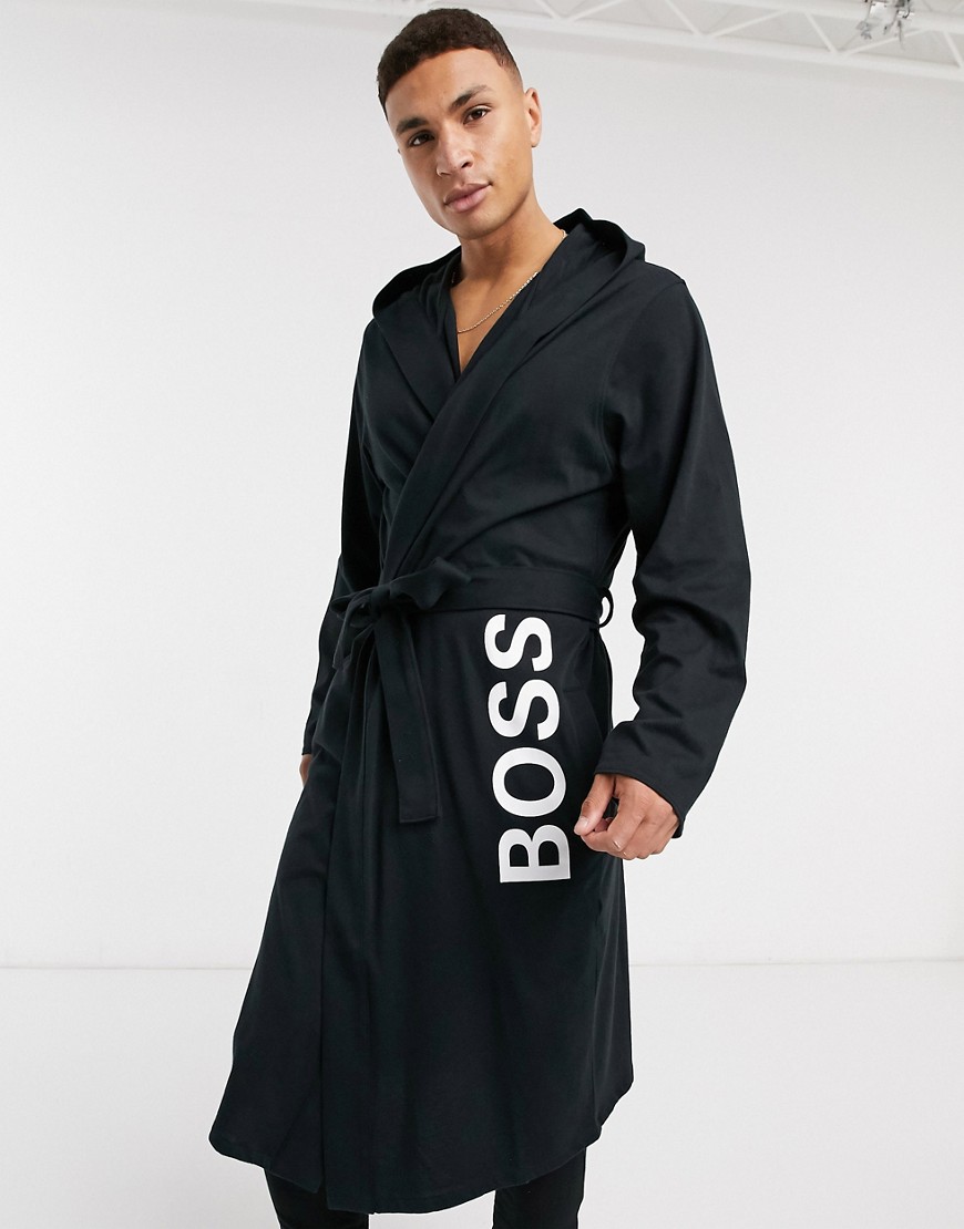 BOSS Bodywear logo dressing gown in black