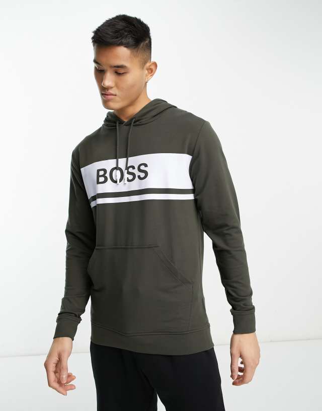 BOSS Bodywear logo hoodie in khaki