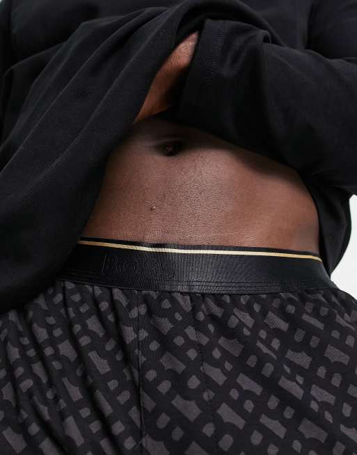 BOSS Bodywear logo loungewear set in black, 3 of 4
