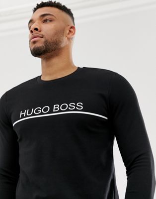 BOSS Bodywear logo sweat in black | ASOS