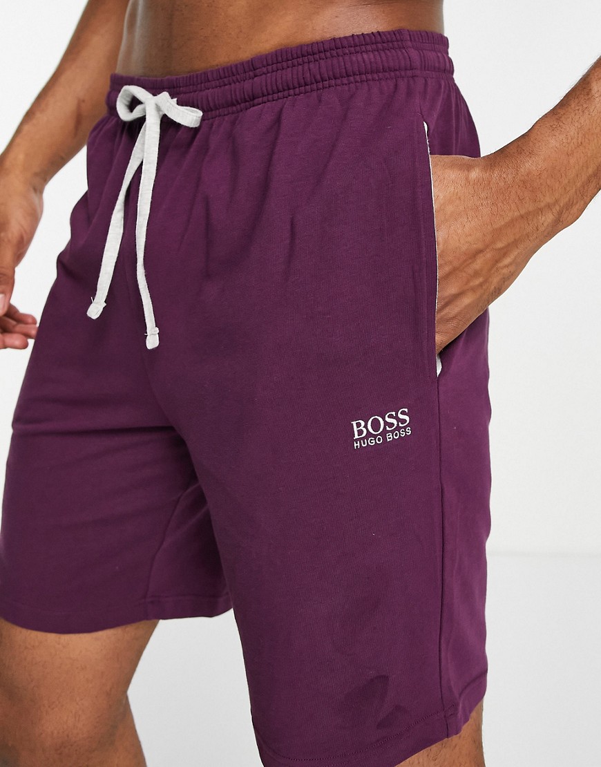 BOSS Bodywear logo sweat shorts in burgundy-Red