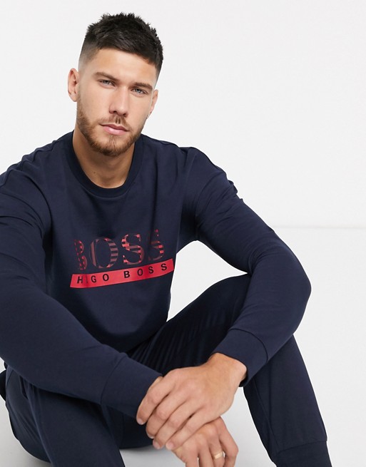 BOSS bodywear logo sweatshirt in navy