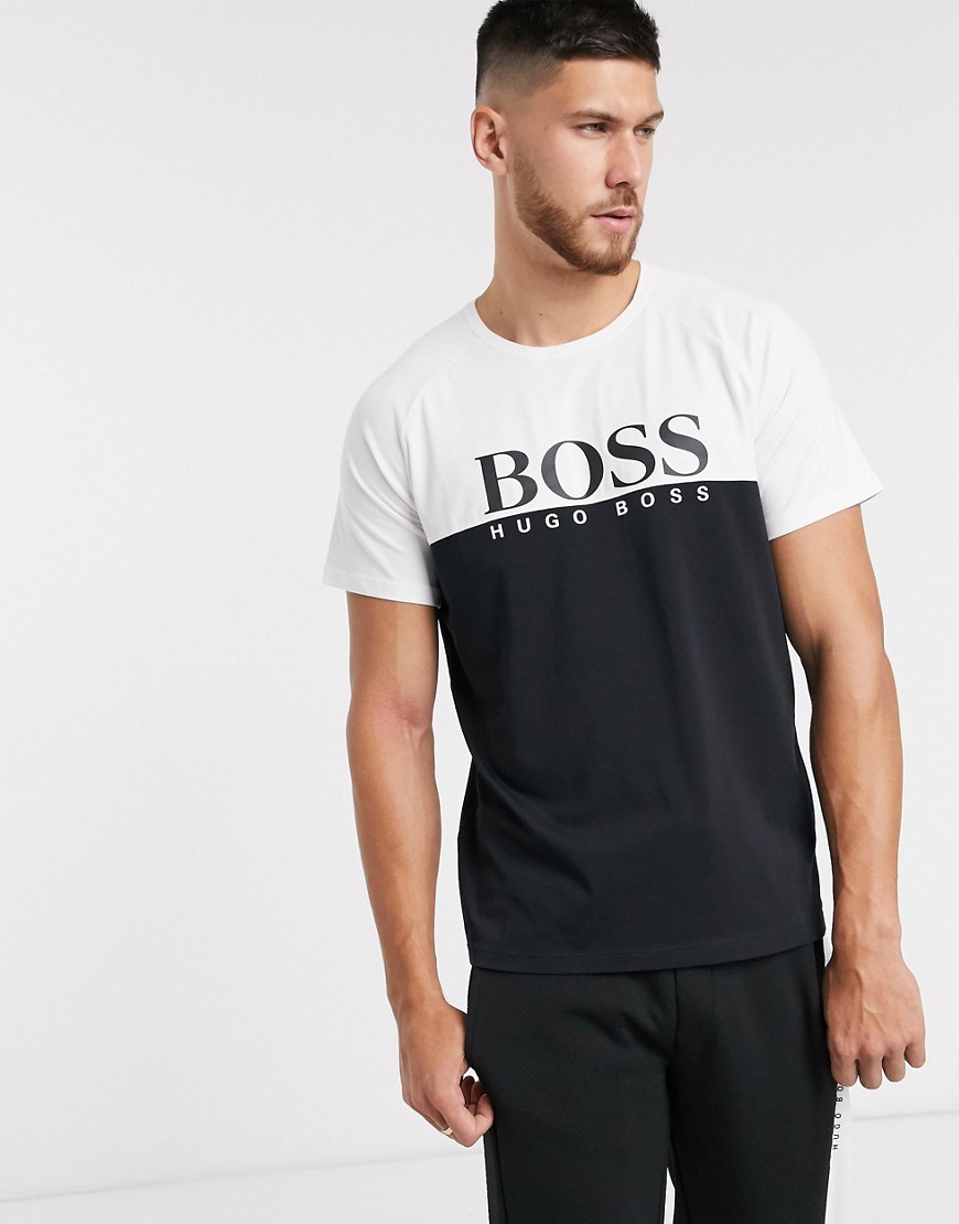 BOSS bodywear logo t-shirt in colour block-Black