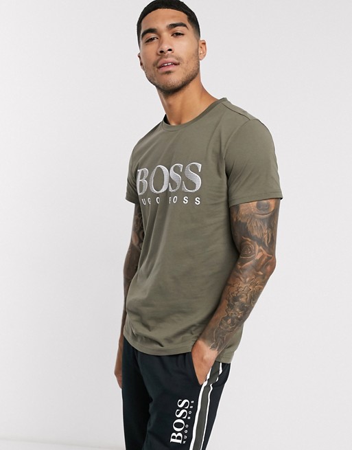 BOSS bodywear logo t-shirt in khaki