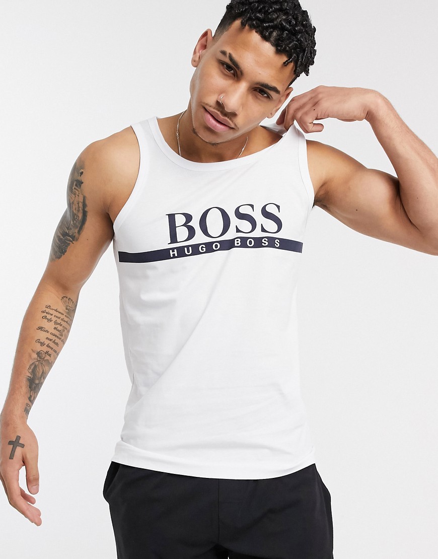 BOSS bodywear logo vest top in white