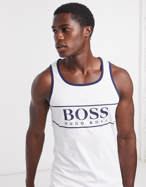 BOSS bodywear logo vest top in white